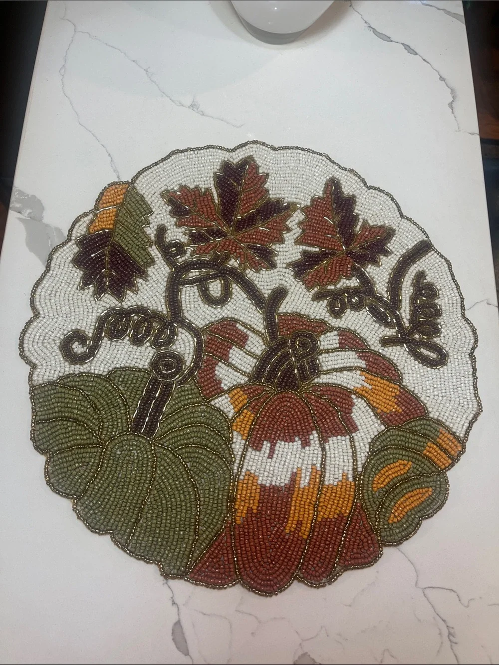 Tahari FALL LEAVES & PUMPKINS Placemat Charger 14” Multicolor Fall Thanksgiving